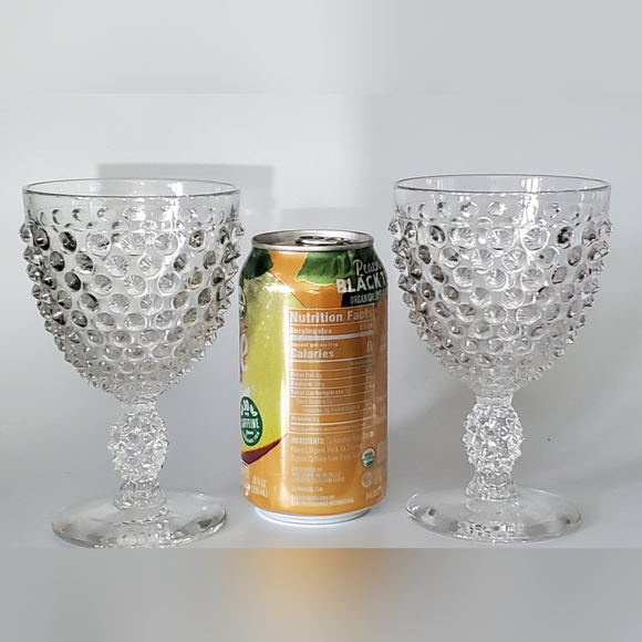 Vntg (2) 10oz Hobnail Clear Delightful Goblets by Duncan & Miller Glass - Picture 1 of 13